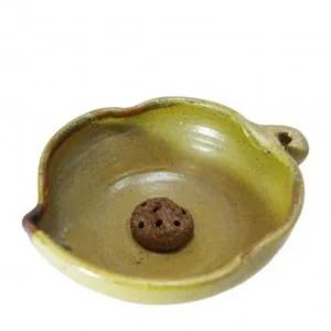 미니옹기수반 나뭇잎 황토색꽃 찻집 가정 실내 자연가습기 거실 인테리어 장식용