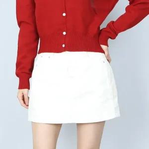 속바지) 벨벳 H라인 미니 스커트  )