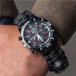 서바이벌 손목시계 생존키트 부착 호각 파이어스틱 우레탄 캠핑 용품