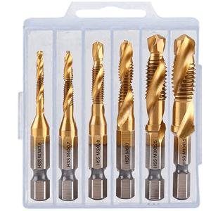 탭핑 드릴비트 6p세트 티타늄 탭핑 나사탭 드릴탭 나사산탭 홀가공 사라기리공구 케이스