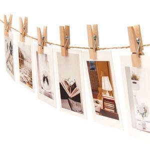 노끈 사진걸이 가정 카페 벽 꾸미기 추억 만들기 쿠폰보관 사진집게 세트