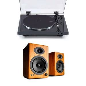 데논 DP-300 턴테이블 + 오디오엔진 A5+ BT BAMBOO 스피커 오디오