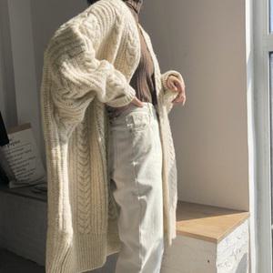 따뜻한 니트 롱가디건 빅사이즈 루즈핏 겨울 여성 아우터