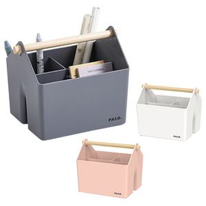 시스맥스 팔로 미니 오거나이저 연필꽂이 칸막이 칸조절 바스켓 소품 수납 책상 정리 우드 손잡이 적층 