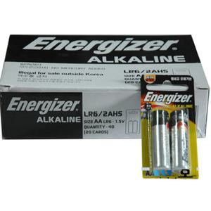 에너자이저 알카라인 AA 2 건전지 (1.5V) 40알(20카드)/AA건전지/AAA건전지/건전지AAA/듀라셀건전지