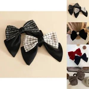 트위드자동핀 배색 고급스런 뒷태예쁜 헤어핀 숱적은/리본핀/반묶음/헤어/집게핀/반올림/머리핀/집게/여성