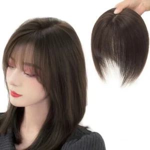 (언니네 가발) 내추럴 앞머리 정수리 가발(브라운)/머리/여자/헤어피스/감쪽이/올림머리/단발/인모/볼륨감
