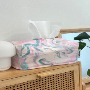 Pink 마블 티슈 커버 케이스