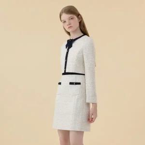 [롯데백화점]케네스레이디 리본브로치 트위드 배색 원피스 (ECOPOK70)