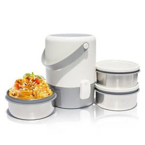 60.87온스 단열 수프 용기, 뜨거운 음식용 써모스 3단 스테인리스 누수 방지 스태커블 보온 식품 병, 사무실 피크닉 야외 여행용 도시락 용기(흰색) 포함