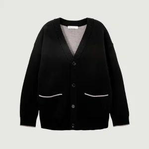 행텐 남성 더블페이스 오버핏 가디건 블랙