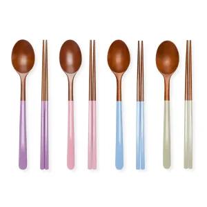 라온누리 옻칠 자연애 우드 수저 4벌 세트