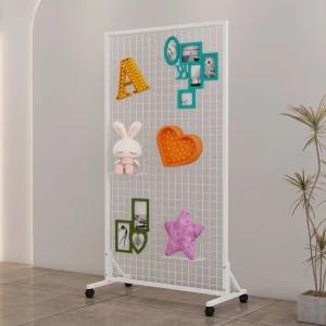 접이식 네트망 스탠드 철망 파티션 거치대 전시 서예 걸이 행거 소품 인테리어 메쉬망 바퀴