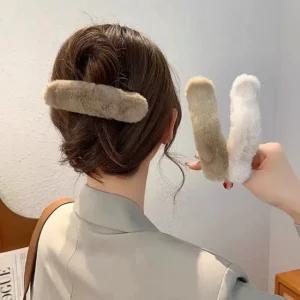 페이크퍼 악어집게핀 밍크 퍼 올림머리핀 올림머리핀 악어 왕집게핀 헤어삔 반묶음