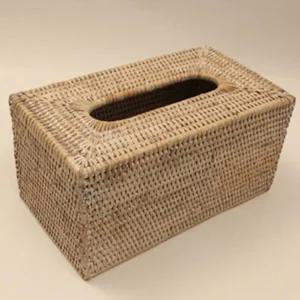 라탄 바구니 직사각 티슈박스 (White)각케이스 각상자 커버 각커버 소품 인테리어