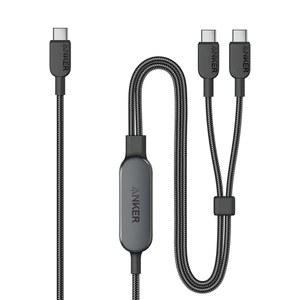 Anker 케이블, 4FT 2-in-1 USB C to USB C 케이블 140W Max, 17/17 Pro Max/16 시리즈 고속 충전, Air/Pro 등(브레이드, 블랙)