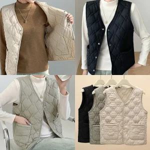 겨울 여성 양모 패딩 조끼 경량 여자 사무실 얇은 슬림 방한 누빔 이너 베스트