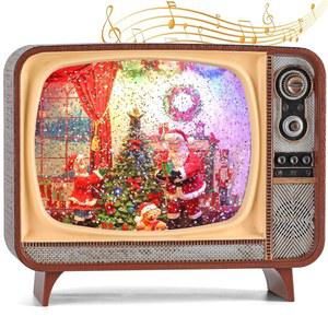 크리스마스 스노우 글로브, TV 산타클로스 씬 볼륨/라이트 모드/타이머가 있는 제어 가능한 반짝이 랜턴, 글로브 랜턴 USB 또는 장식용 배터리 전원 제공