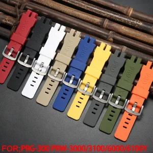 카시오 호환 PROTREK 시리즈 PRW-3000 PRW3000/3100/6000/6100Y 방수 시계 밴드 PRG300 교체 팔찌용 수지