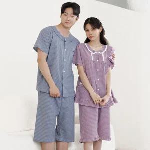 [토토와모모]여성 잠옷 남자 파자마 반팔 커플잠옷 신혼부부 연인 M2002 6002 M하염B_P343619392
