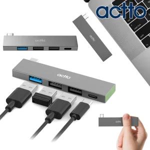 슬림 일체형 C타입 4포트 USB 허브 포트 확장 노트북 맥북 HUB 분배기 HUB-43