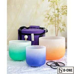 완벽한 사운드 그라데이션 크리스탈 싱잉볼 작은 결함 차크라 세트 (요가 명상 힐링용 휴대용 케이스 포함