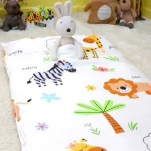 (수량선택 사파리)순면 100 아기 유아 침낭 어린이집 낮잠 이불 배게 가방 세트 동물 사파리