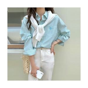 메이킹유 스트라이프 자수 사계절 W1213에런셔츠