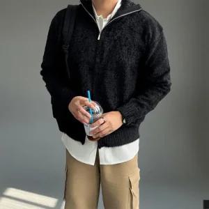 커플 4컬러 니트 가디건 앙고라 미니멀 리얼 두꺼운 풀집업 1