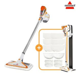[비쎌] 슬림 스팀청소기 SMART 패키지 (화이트오렌지+정품걸레12P+거치대)