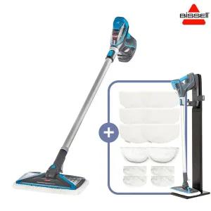 [비쎌] 슬림 스팀청소기 SMART 패키지 (그레이블루+정품걸레12P+거치대)