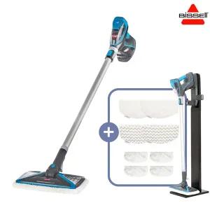 [비쎌] 슬림 스팀청소기 DAILY 패키지 (그레이블루+정품걸레8P+거치대)