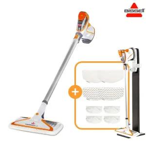 [비쎌] 슬림 스팀청소기 DAILY 패키지 (화이트오렌지+정품걸레8P+거치대)