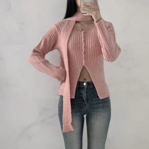 [다잇템] 여성 골지 스웨터 단추 롱타이 슬릿 슬림핏 cardigan_23661110_588872