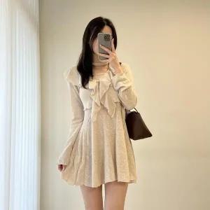 [신세계라이브쇼핑][옷자락] 여자 스카프 프릴가디건 플레어 미니원피스 여리핏 세트