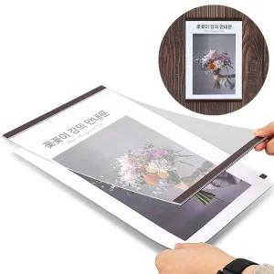 A4 자석프레임 우드 아크릴 액자 게시물 광고A4 홍보 안내판 부착식 보판 메모꽂이 용꽂이 카달로그 행사게