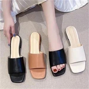 ONM 여성슬리퍼 6cm 미들힐 뮬 슬리퍼 여자 여름샌들