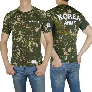 군인 로카ROKA 남성 래쉬가드 디지털 반팔 티셔츠 군용