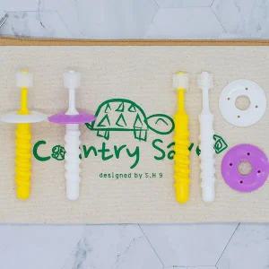 [컨트리세이브] 친환경 360도 칫솔 베이비단계 (4개월~18개월) 칫솔4P+프로텍터