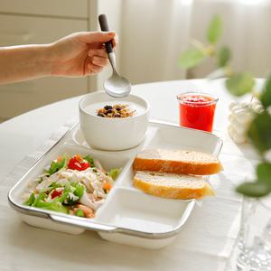 세라믹 도자기식판 성인 어린이 손잡이식판 5구 다이어트 혼밥 자취생 식기