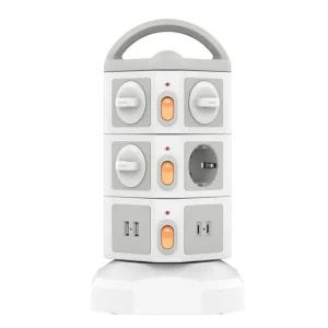 Soopii 4000W고용량 10구 USB 멀티탭 배선차단 캠핑 타워 안전 멀티콘센트 2M TPS10