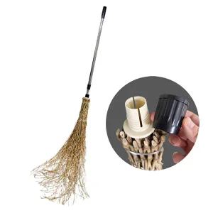 제이오마켓 조립식 대나무 싸리비 2단 스텐봉/실외 도로 마당 제설 낙엽 청소 싸리빗자루 대빗자루