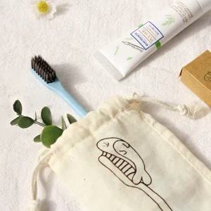 아트앤허그 포봄이 밀짚 칫솔 EM 치약 1인 키트 간편한 파우치 휴대용 양치 세트 여행용 ESG 선물 제로웨이스트