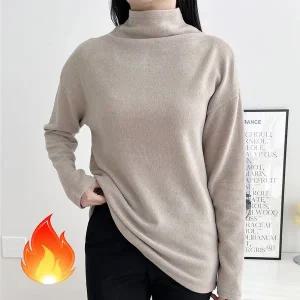 [NS홈쇼핑]포근 베이직 여성 기모 터틀넥 반목 폴라 티셔츠 빅사이즈[34786312]