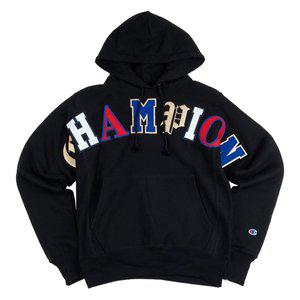 [챔피온] 리버스 위브 PO 올드 잉글리쉬 레터링 남성 후드티 블랙