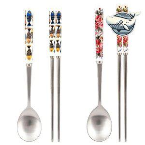 [기타]블루피쉬 꽃무늬 도자기 수저 고급스러운 식탁 (WFGRVQ5)