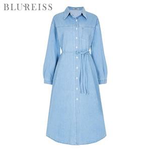 [블루레이스] 벨트핏셔츠카라데님루즈핏원피스_B5S1OP3051