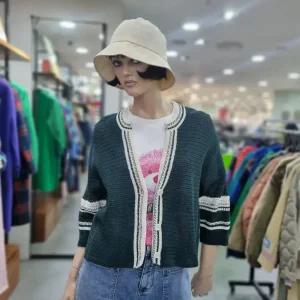 베네통/애플아울렛/스카시 소매 배색 니트 가디건 BAKC50431