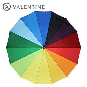 발렌타인 무지개 장우산 튼튼한 자동 성인 사이즈 우드 곡자 손잡이 부모님 선물 14살대 장마 대비템