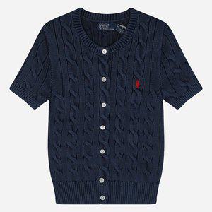 [폴로 랄프 로렌][폴로랄프로렌]5S 211965756 001 여성 포니 반팔 케이블 니트 가디건 미드나잇 로얄 블루